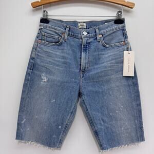NWT Citizens of Humanity Light-washed Distressed Denim Bike Shorts sz 25 Coastal